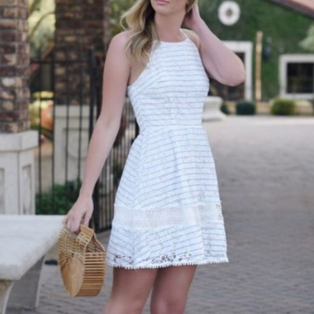 J by JOA strap strip lace dress